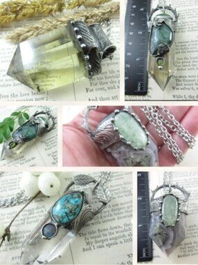 Lot 4 Callisto Jewelry Etsy Artisan Crystal Pendants Emerald Opal Citrine Agate